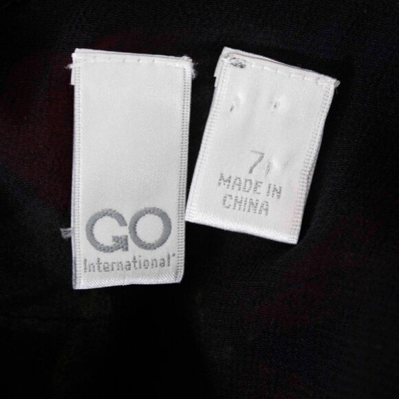 GO International Sz 7 Navy Blue Multi Chiffon Layered Ruffles Lined Poly Dress - Picture 12 of 12